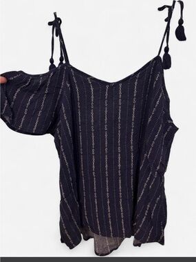 Xhilaration Navy Blue Striped Cold-Shoulder Camisole